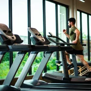 Man running on treadmill